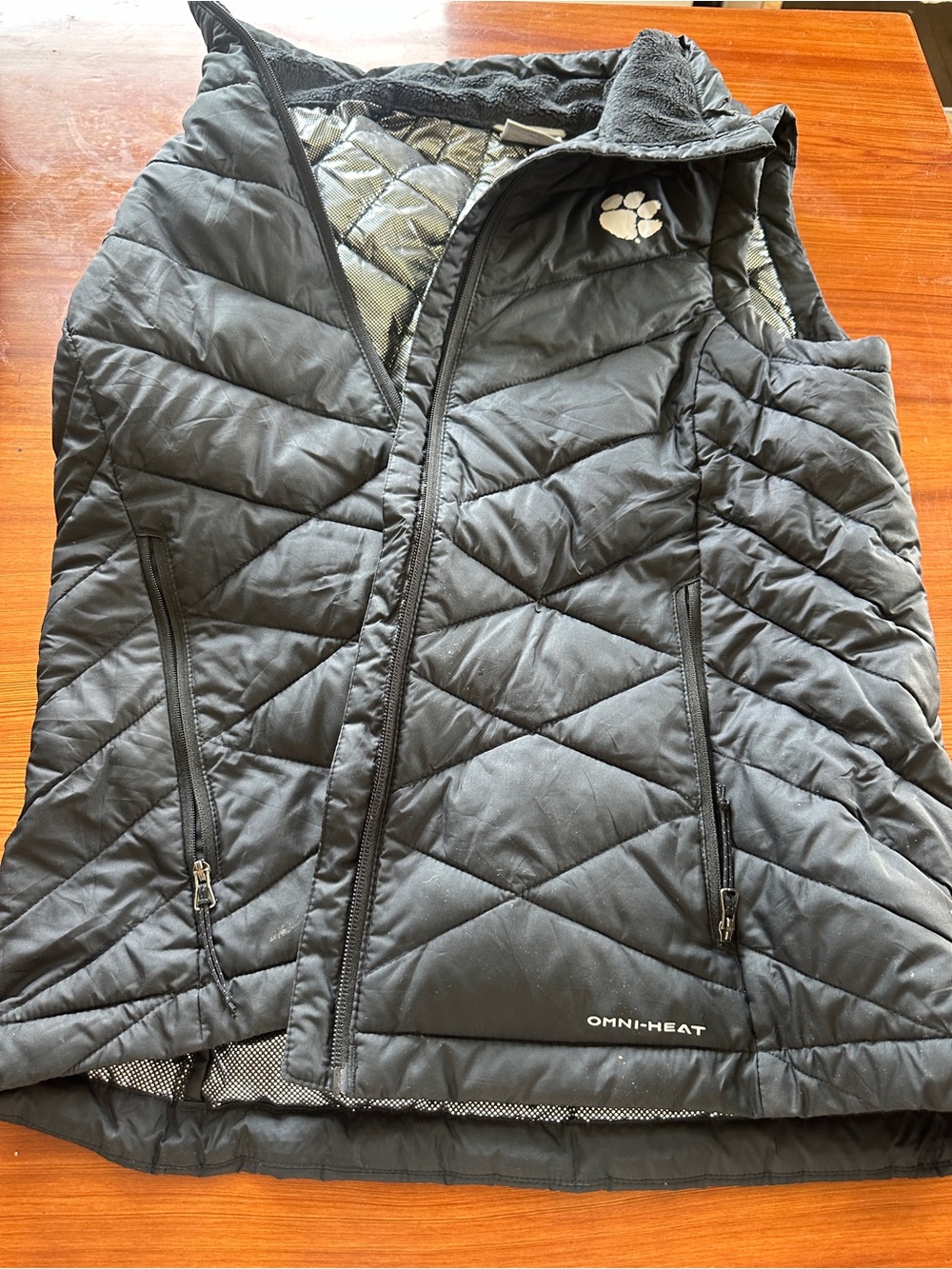 Columbia Black Quilted Omni-Heat Vest with Paw Detail